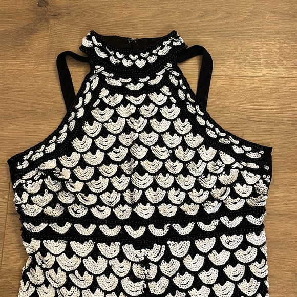 ASOS | New Haley sequin & beaded short romper Halter neckline Women’s size 14 - Picture 2 of 14